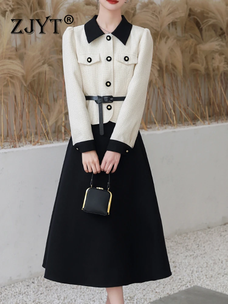 ZJYT Autumn Winter Tweed Woolen Jacket Skirt Suit 2 Piece for Women Color Block Dress Sets Party Outfit Conjuntos Para Mujeres
ZJYT Autumn Winter Tweed Woolen Jacket Skirt Suit 2 Piece for Women Color Block Dress Sets Party Outfit Conjuntos Para Mujeres