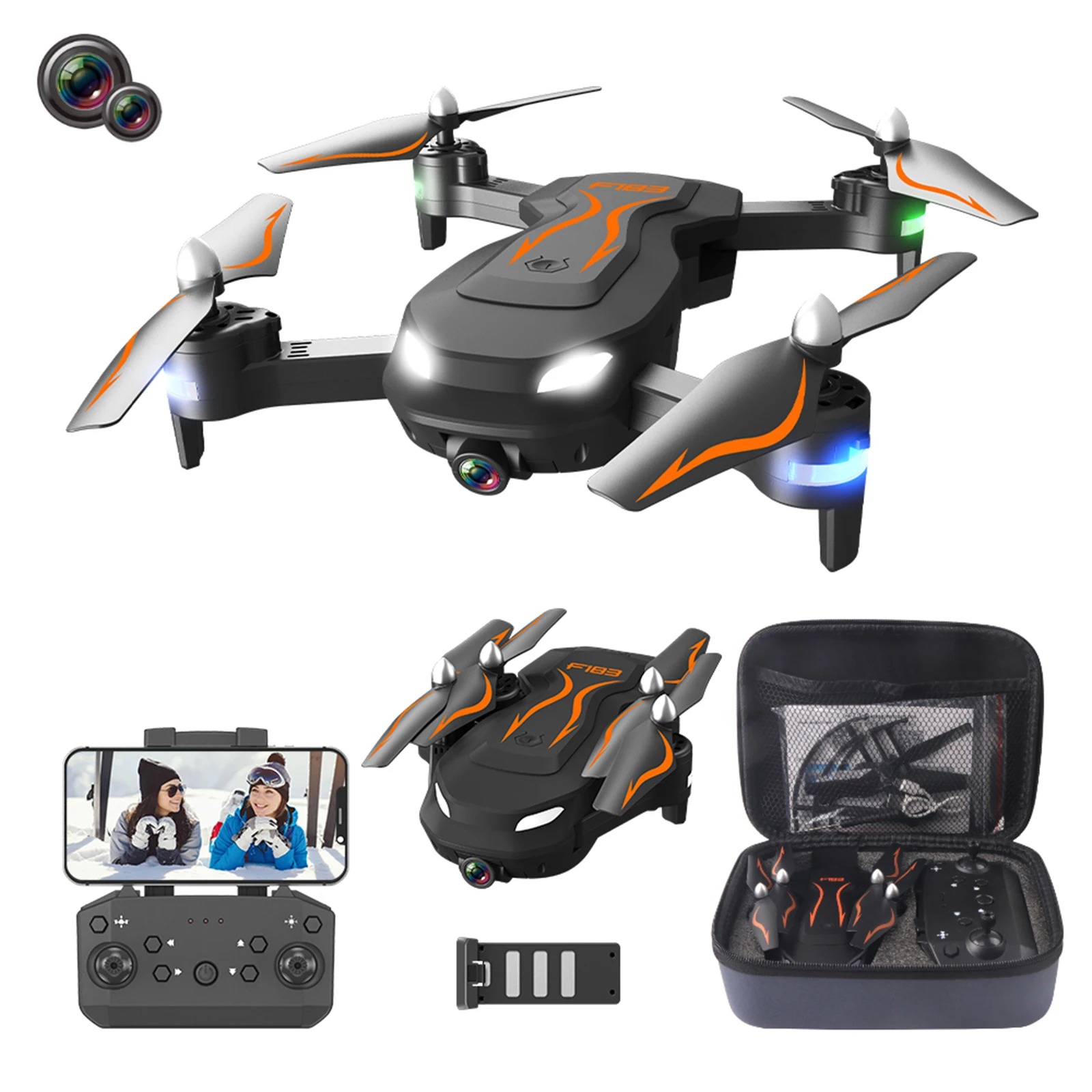 WL/RC F183 Drone with 4K HD Camera for Kids Gift, FPV Drones RC Quadcopters with Altitude Hold and Headless Mode, 3D Flip,
WL/RC F183 Drone with 4K HD Camera for Kids Gift, FPV Drones RC Quadcopters with Altitude Hold and Headless Mode, 3D Flip,