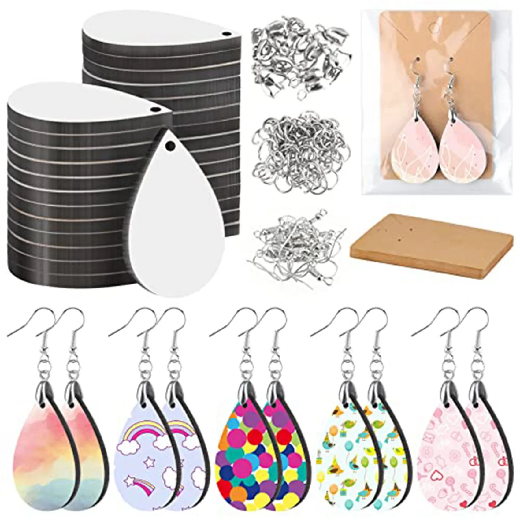 30 Pcs Sublimation Blank Earrings Unfinished Teardrop Heat Transfer Sublimation Printing Earrings with Earring Hooks
30 Pcs Sublimation Blank Earrings Unfinished Teardrop Heat Transfer Sublimation Printing Earrings with Earring Hooks