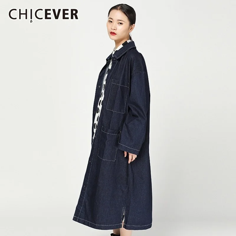CHICEVER Autumn Denim Coat For Women's Windbreakers Lapel Long Sleeve Single Breasted Trench Female Fashion Streetwear New 2020
CHICEVER Autumn Denim Coat For Women's Windbreakers Lapel Long Sleeve Single Breasted Trench Female Fashion Streetwear New 2020