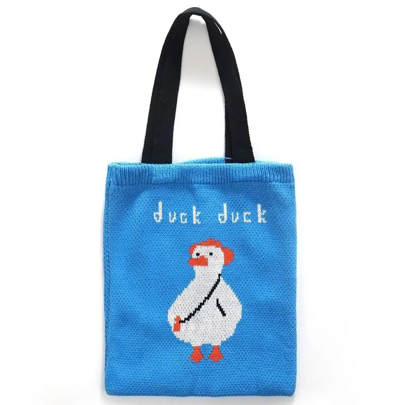 Blue Shoulder Bags Cute Duck Jacquard Knit Woven Bags Spring Autumn Handbags Fashion Bags For Women 
Blue Shoulder Bags Cute Duck Jacquard Knit Woven Bags Spring Autumn Handbags Fashion Bags For Women