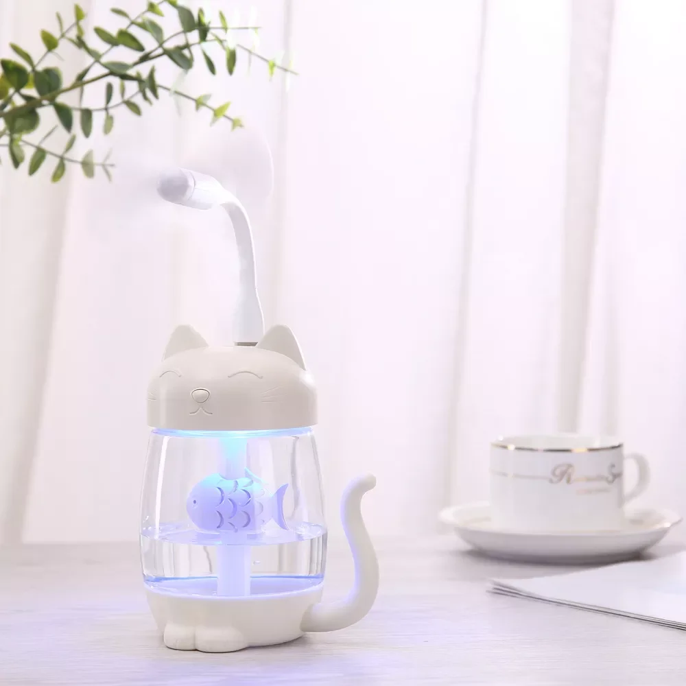 Cat Air Humidifier With Color LED Light Ultrasonic 3 In 1 Adorable Cat Eat Fish Humidificador USB Aroma Diffuser Fogger
Cat Air Humidifier With Color LED Light Ultrasonic 3 In 1 Adorable Cat Eat Fish Humidificador USB Aroma Diffuser Fogger