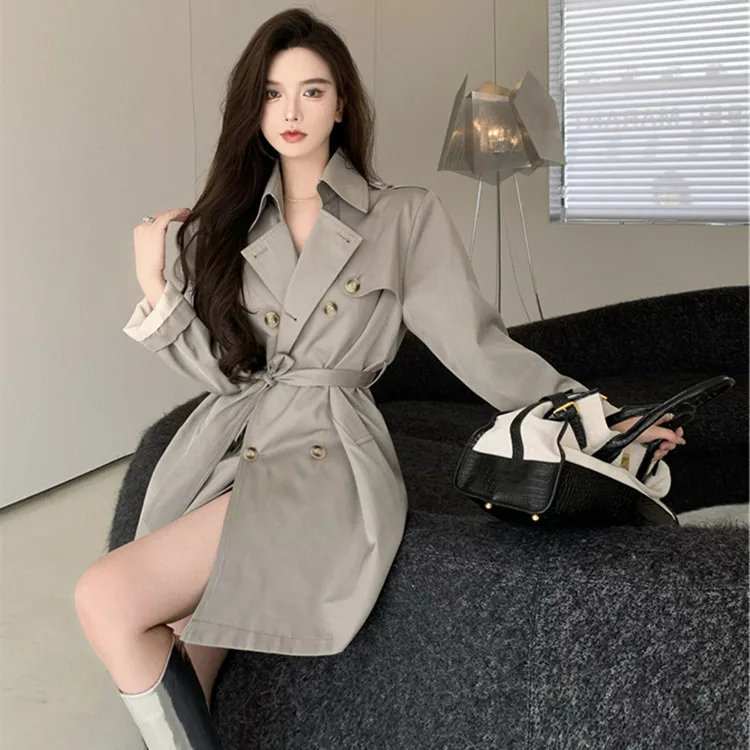 2021 New Fashion Korean Autumn Double-breasted Temperament Slim Slimming with Mid-length
2021 New Fashion Korean Autumn Double-breasted Temperament Slim Slimming with Mid-length