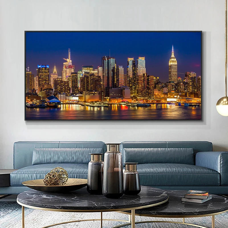 

New York City Sunset View Canvas Wall Art Paintings Posters Prints Skline Manhattan Wall Pictures Home Decoration Room Decor