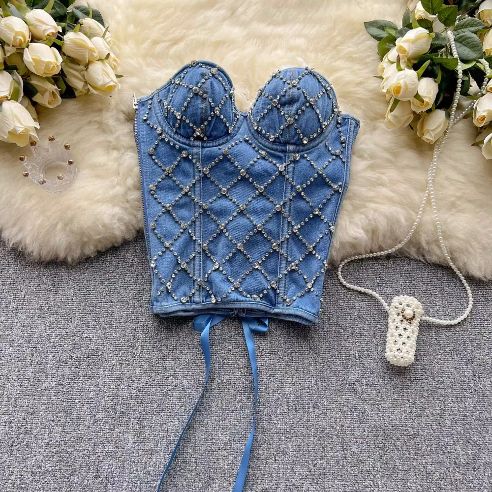 Sexy Off Shoulder Bandage Denim Tube Top Chic Strapless Flurry Crop Top Birthday Party Camis Hotsweet Summer Women Bustier
Sexy Off Shoulder Bandage Denim Tube Top Chic Strapless Flurry Crop Top Birthday Party Camis Hotsweet Summer Women Bustier