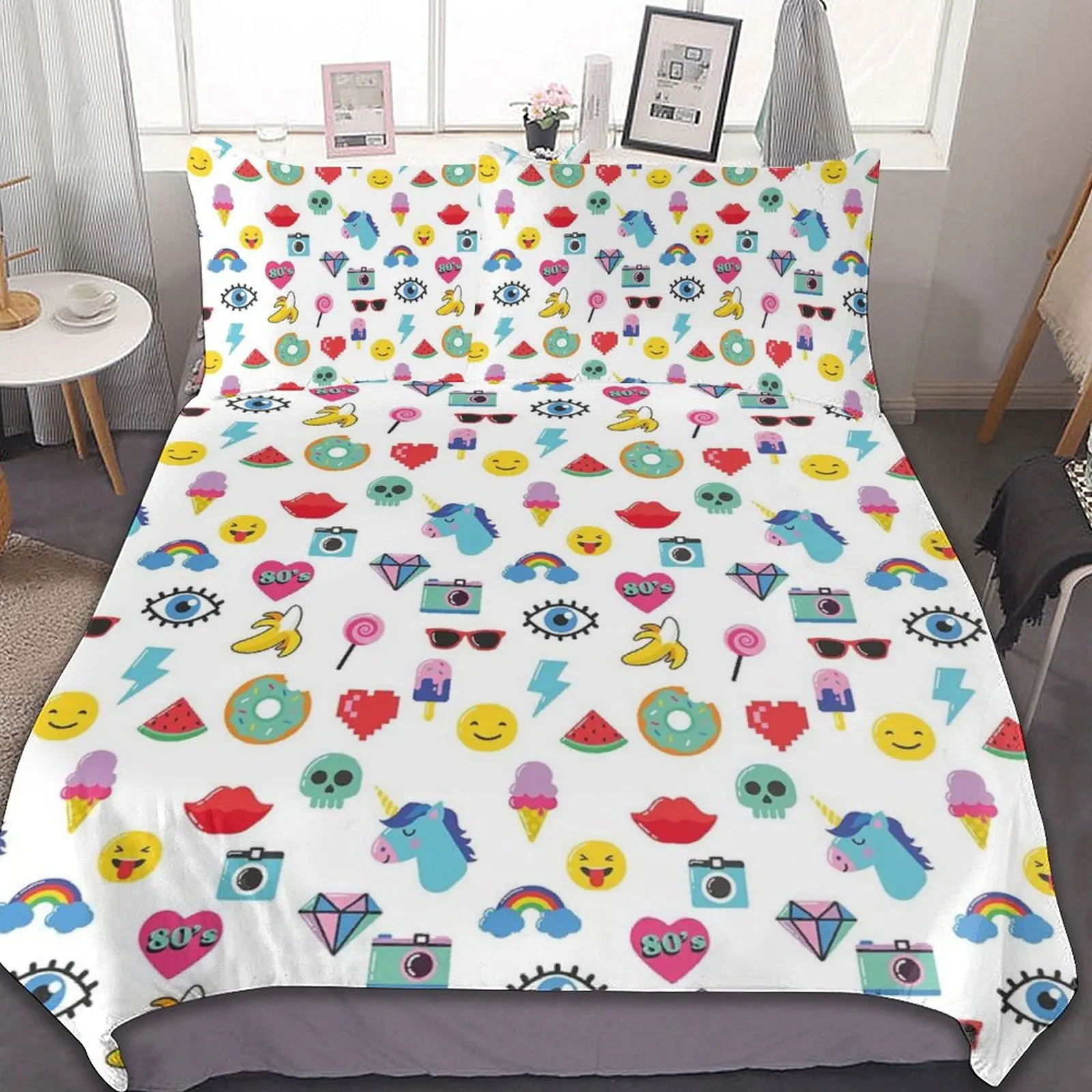Cartoon Art Cute Rainbow Ice Cream with Seamless Patterns 3-Piece Bedding Set (1 Duvet Cover + 2 Pillow Shams) Bedding Bag
Cartoon Art Cute Rainbow Ice Cream with Seamless Patterns 3-Piece Bedding Set (1 Duvet Cover + 2 Pillow Shams) Bedding Bag
