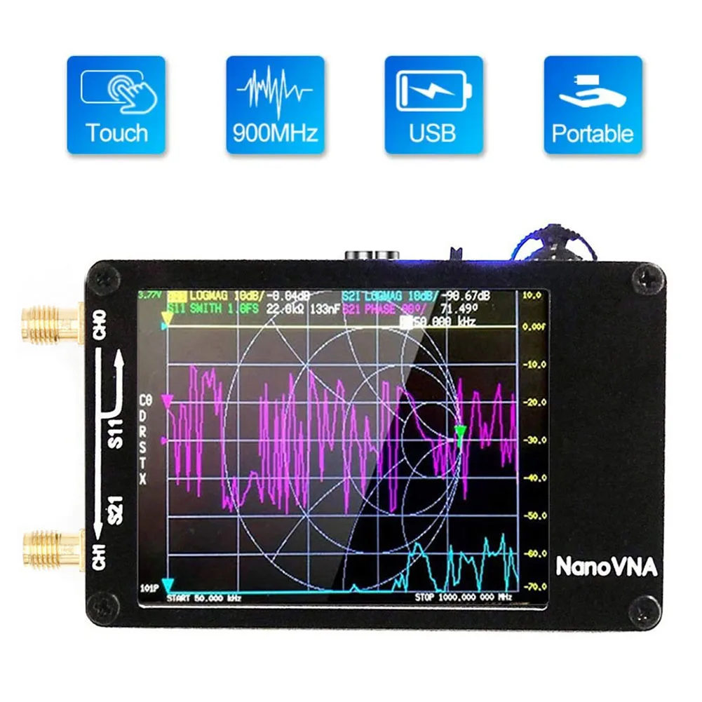 2.8 Inch NanoVNA-H Vector Network Antenna Analyzer Support 32GB 50KHz-1.5GHz MF HF VHF UHF Digital Antenna Tester LCD Display
2.8 Inch NanoVNA-H Vector Network Antenna Analyzer Support 32GB 50KHz-1.5GHz MF HF VHF UHF Digital Antenna Tester LCD Display