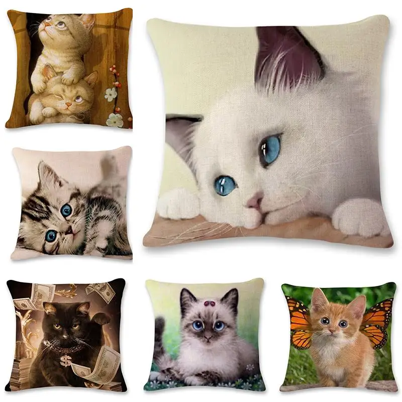 Creative Hand Painted Cat Print Polyester Pillowcase Home Car Cushion Pillow Sofa 
Creative Hand Painted Cat Print Polyester Pillowcase Home Car Cushion Pillow Sofa