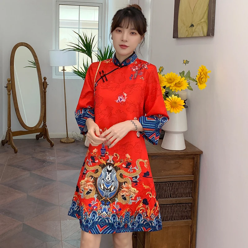 2022 new fashion modern chinese cheongsam a-line dress women 3/4 sleeve qipao traditional chinese clothes
2022 new fashion modern chinese cheongsam a-line dress women 3/4 sleeve qipao traditional chinese clothes