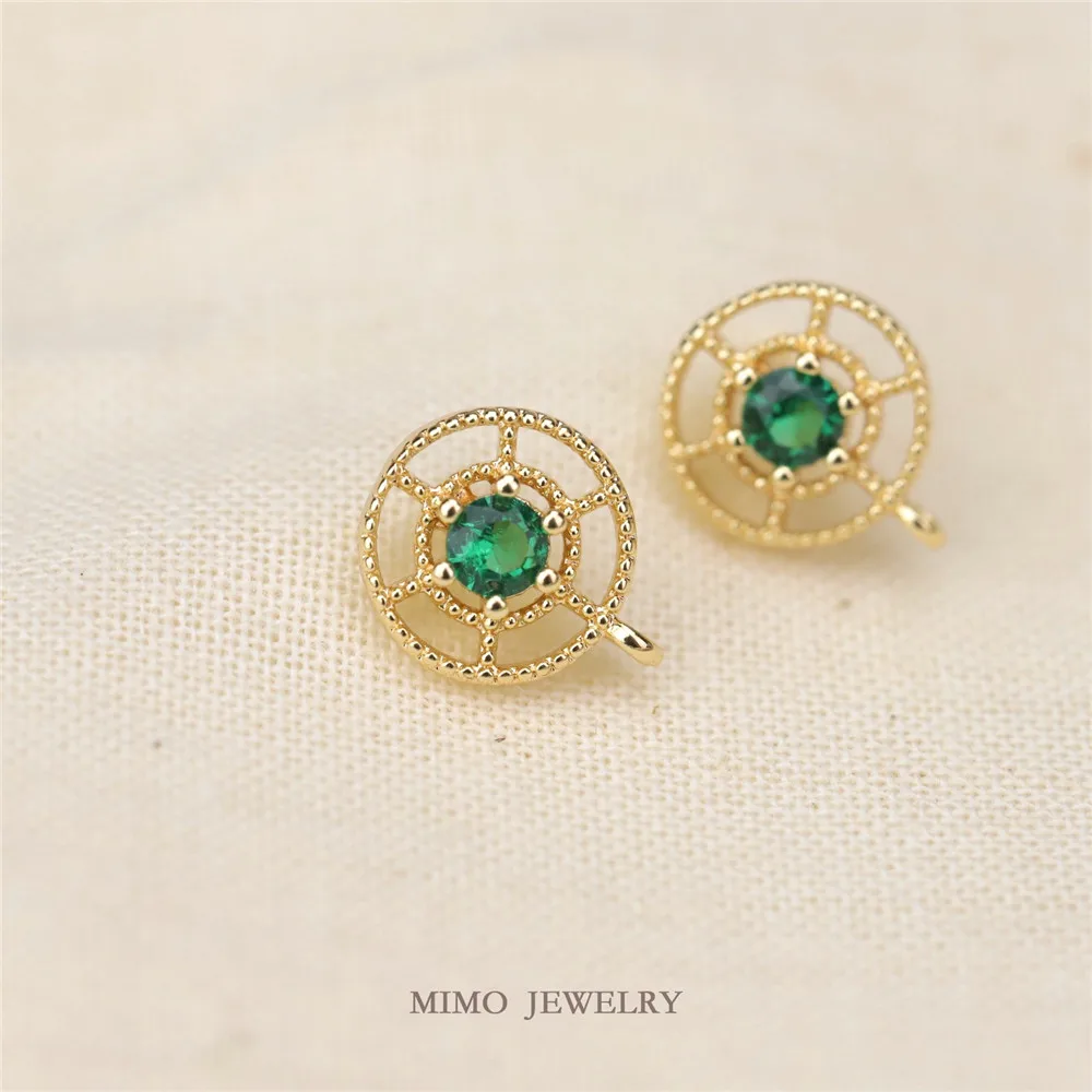 MIMO JEWELRY Copper plated real gold emerald zirconia hollow circle vintage style 925 silver pin DIY earrings accessories
MIMO JEWELRY Copper plated real gold emerald zirconia hollow circle vintage style 925 silver pin DIY earrings accessories