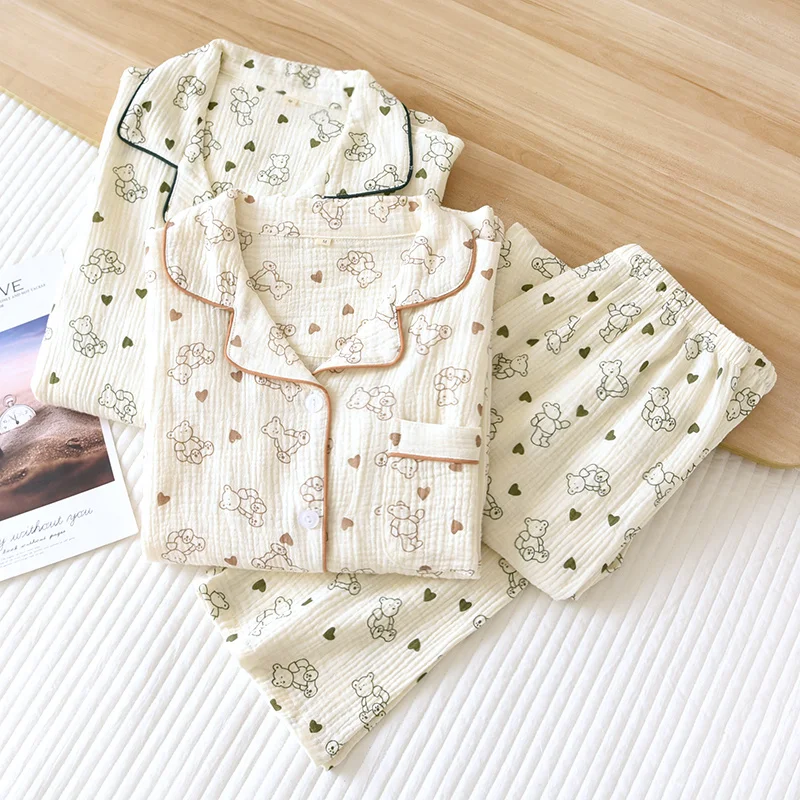 Pajamas Set Cute Cartoon Couple Gauze Home Wear For Women Ladies Sleepwear Home Service 2023 Spring/Summer Long Sleeved Trouser
Pajamas Set Cute Cartoon Couple Gauze Home Wear For Women Ladies Sleepwear Home Service 2023 Spring/Summer Long Sleeved Trouser