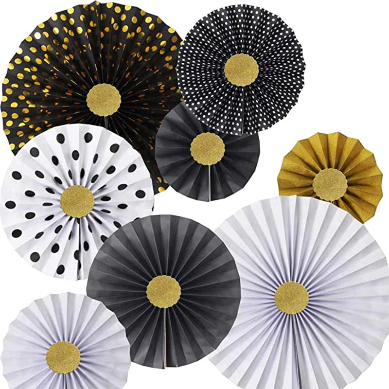 8Pcs Gold Black White Graduation Party Decor Paper Fans Flower Wall Sticker for New Year Wedding Birthday Party Wall Decorations
8Pcs Gold Black White Graduation Party Decor Paper Fans Flower Wall Sticker for New Year Wedding Birthday Party Wall Decorations