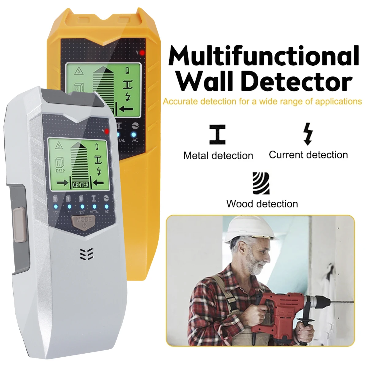 Stud Finder Sensor 5 in 1 Battery Operated SH402 Wall Scanner Detector Portable Electronic Detector with LED Display and Audio
Stud Finder Sensor 5 in 1 Battery Operated SH402 Wall Scanner Detector Portable Electronic Detector with LED Display and Audio