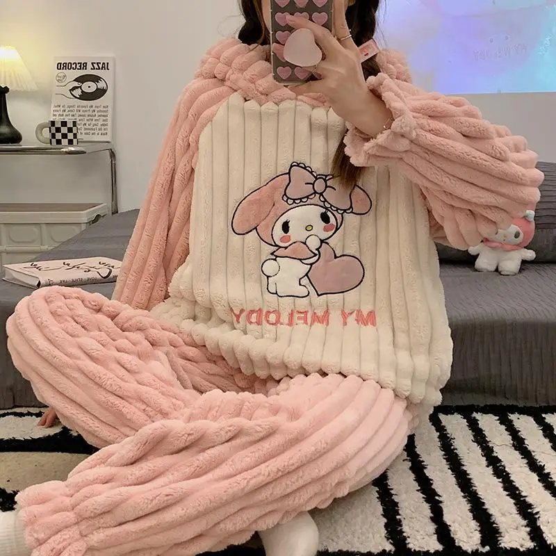 Kawaii Anime Sanrio Plush Pajamas Coral Velvet New Ins Winter Cartoon Cute Sweat Girl My Melody Hooded Two Ear Home Clothes
Kawaii Anime Sanrio Plush Pajamas Coral Velvet New Ins Winter Cartoon Cute Sweat Girl My Melody Hooded Two Ear Home Clothes