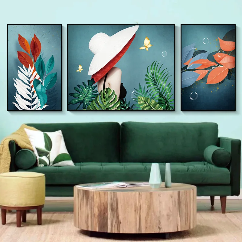 Watercolor Leaf Woman Wall Art Canvas Painting with Frame Green Print Abstract Poster and Prints Modern Nordic Living Room Decor
Watercolor Leaf Woman Wall Art Canvas Painting with Frame Green Print Abstract Poster and Prints Modern Nordic Living Room Decor