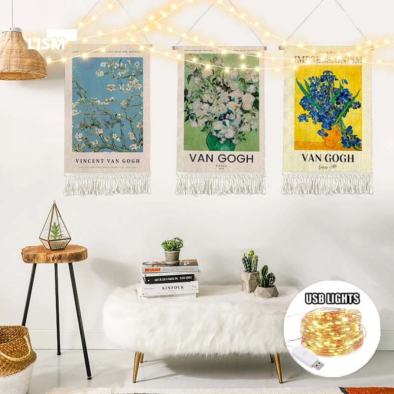 Van Gogh Tassel Tapestry World Famous Painting Hanging Cloth Handmade Bohemian Style Hand-knitted Retro Room Decor Aesthetic
Van Gogh Tassel Tapestry World Famous Painting Hanging Cloth Handmade Bohemian Style Hand-knitted Retro Room Decor Aesthetic