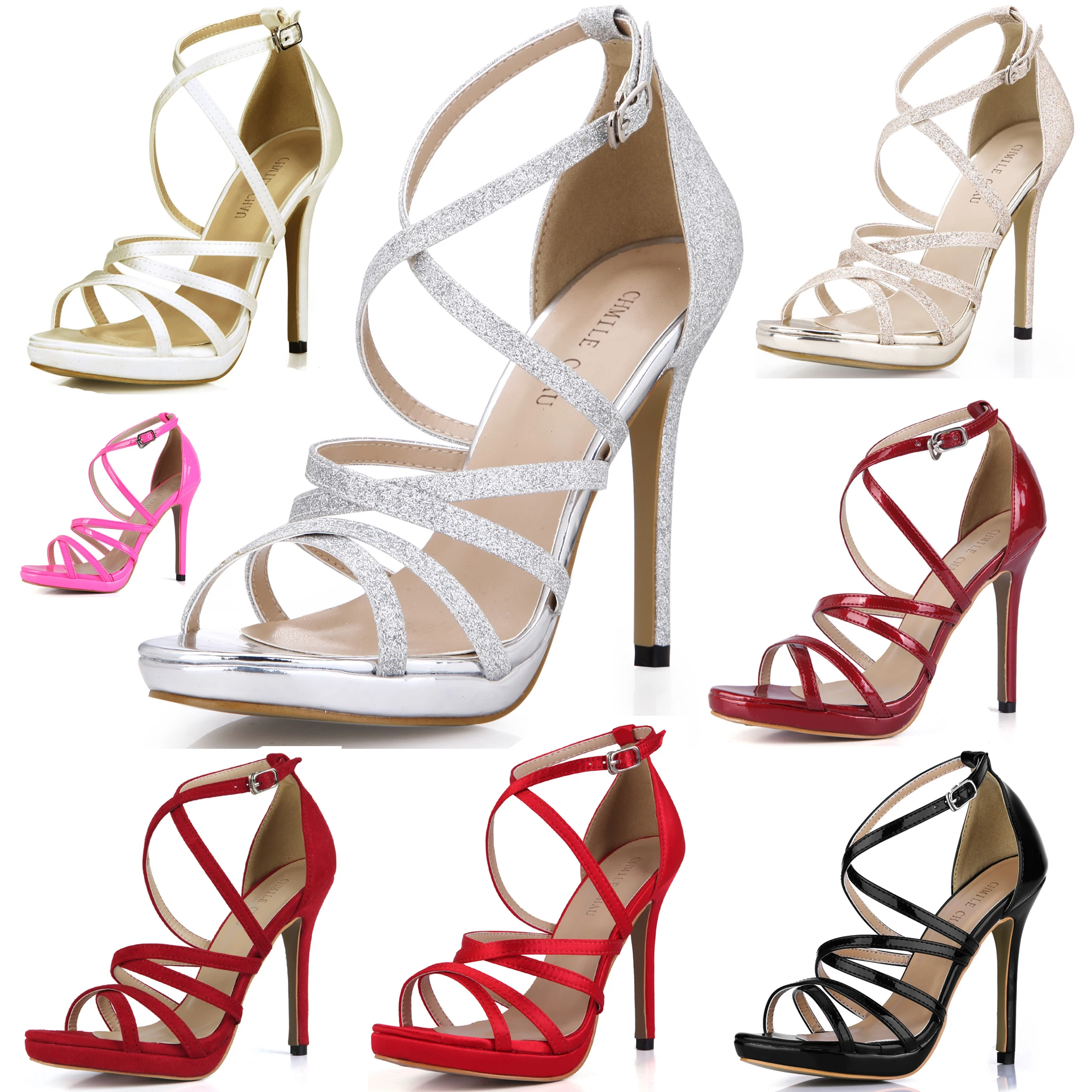 CHMILE CHAU Glitter Sexy Wedding Party Women Shoes Stiletto Heel Gladiator Rome Buckle Ankle Strap Bridal Sandals 0640A-4c
CHMILE CHAU Glitter Sexy Wedding Party Women Shoes Stiletto Heel Gladiator Rome Buckle Ankle Strap Bridal Sandals 0640A-4c