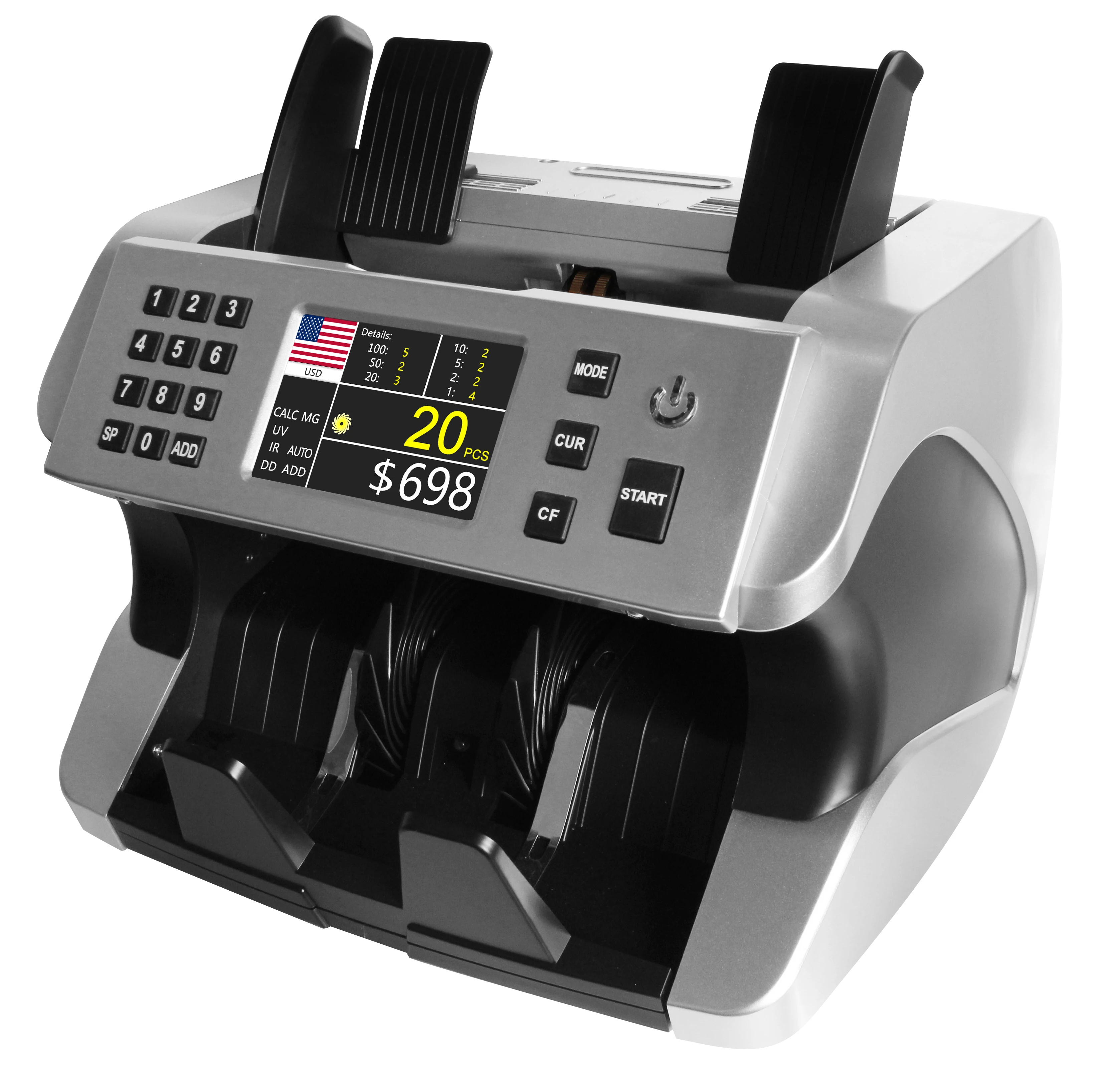 AL-185 Front Loading Bill Counter Money Counting Machine With Fake Money Detector
AL-185 Front Loading Bill Counter Money Counting Machine With Fake Money Detector