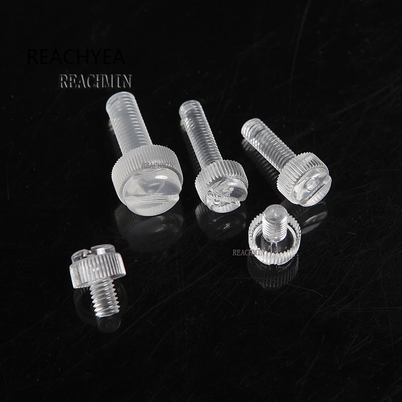 

1000PCS M4*6/8/10/12/16/20/30MM ANTI RUSTED Transparent Acrylic PC Knurl Hand Screw Clear Computer Polycarbonate Slotted Screw