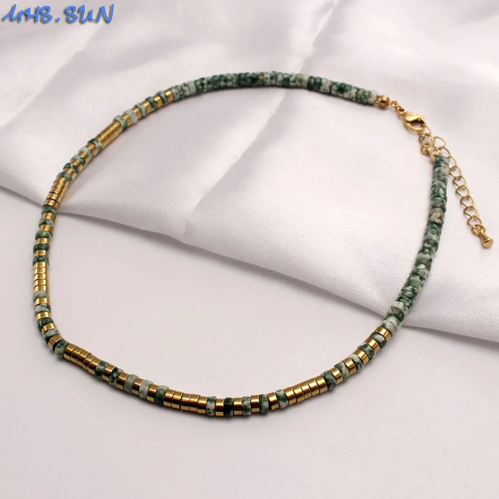 MHS.SUN 2023 Bohemian Green Natural Stone Necklace Women's Fashion Chain Necklace Jewelry Men Simple Collar For Party Gift
MHS.SUN 2023 Bohemian Green Natural Stone Necklace Women's Fashion Chain Necklace Jewelry Men Simple Collar For Party Gift