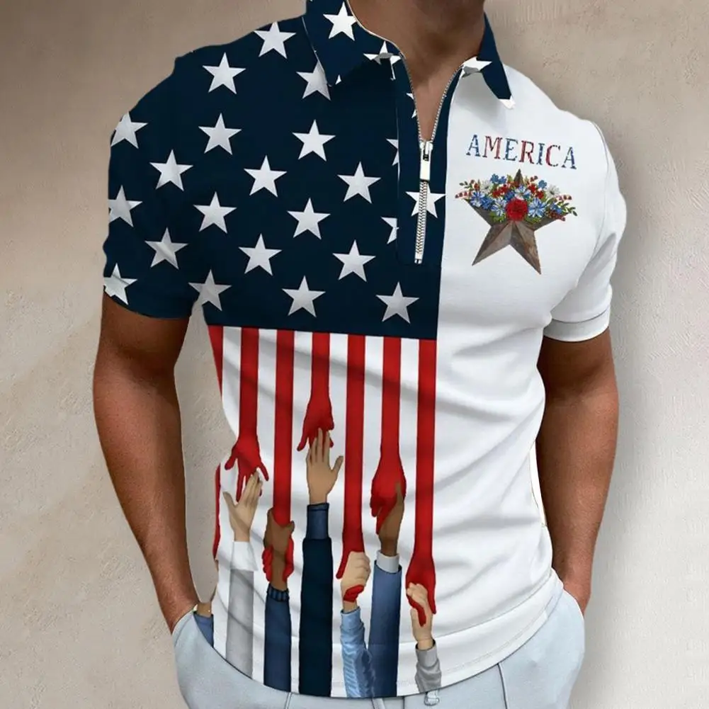 Men Shirt Contrast Color Men's Clothing Turn-down Collar American Flag Print Independence Day Summer Polo Top Male Garment
Men Shirt Contrast Color Men's Clothing Turn-down Collar American Flag Print Independence Day Summer Polo Top Male Garment