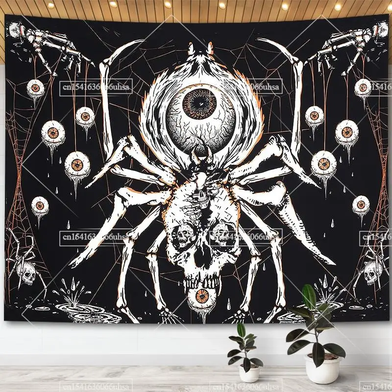 

Black and White Skull Tapestry Wall Hanging Trippy Hippie Eyes Spider Skeleton Tapestries Aesthetic Room Decoration Wallpapers