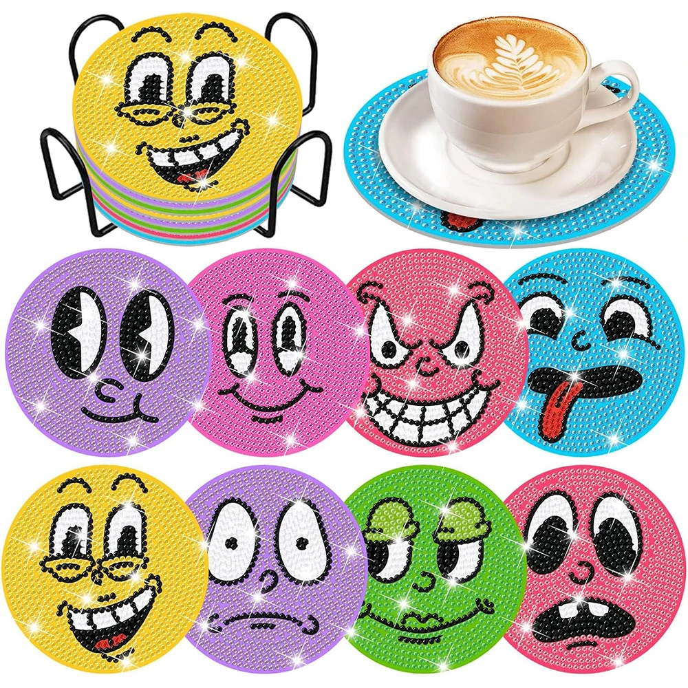 8PCS Expression Diamond Painting Coasters DIY Cup Cushion Tablemat Diamond Art Coasters Kit With Holder Home Decor Gift
8PCS Expression Diamond Painting Coasters DIY Cup Cushion Tablemat Diamond Art Coasters Kit With Holder Home Decor Gift