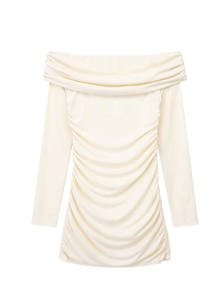 YENKYE New Women Solid Sexy Off Shoulder Ruched Slim Mini Dress Long Sleeve Female Chic Short Vestidos
YENKYE New Women Solid Sexy Off Shoulder Ruched Slim Mini Dress Long Sleeve Female Chic Short Vestidos