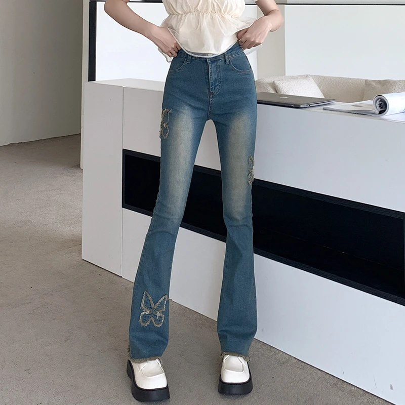 Summer New Vintage High Waist Boot Cut Pants Elastic Women Jeans Slightly Flared Trousers Female Trend Slim Fit Blue Denim Pant
Summer New Vintage High Waist Boot Cut Pants Elastic Women Jeans Slightly Flared Trousers Female Trend Slim Fit Blue Denim Pant