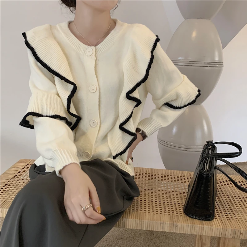 Женский вязаный кардиган с оборками, элегантный повседневный однобортный свитер свободного покроя с длинным рукавом, модель S5 на осень-зим...
Женский вязаный кардиган с оборками, элегантный повседневный однобортный свитер свободного покроя с длинным рукавом, модель S5 на осень-зим...