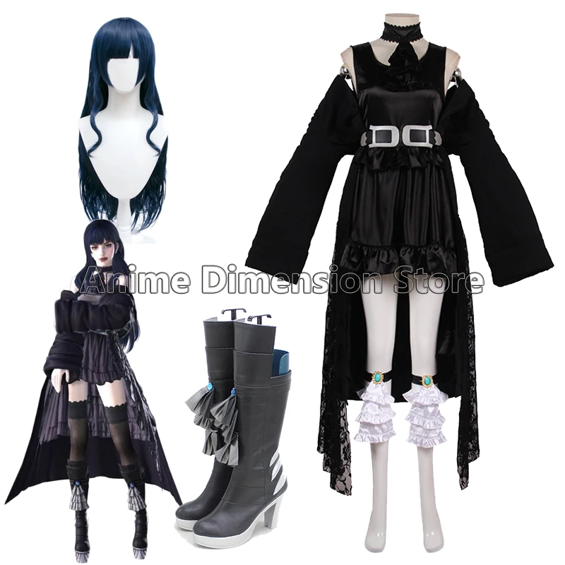 

Final Fantasy XIV Gaia Cosplay Costumes Wig Shoes Women Girl Outfit Black Dress Halloween Carnival Costume Support Customization