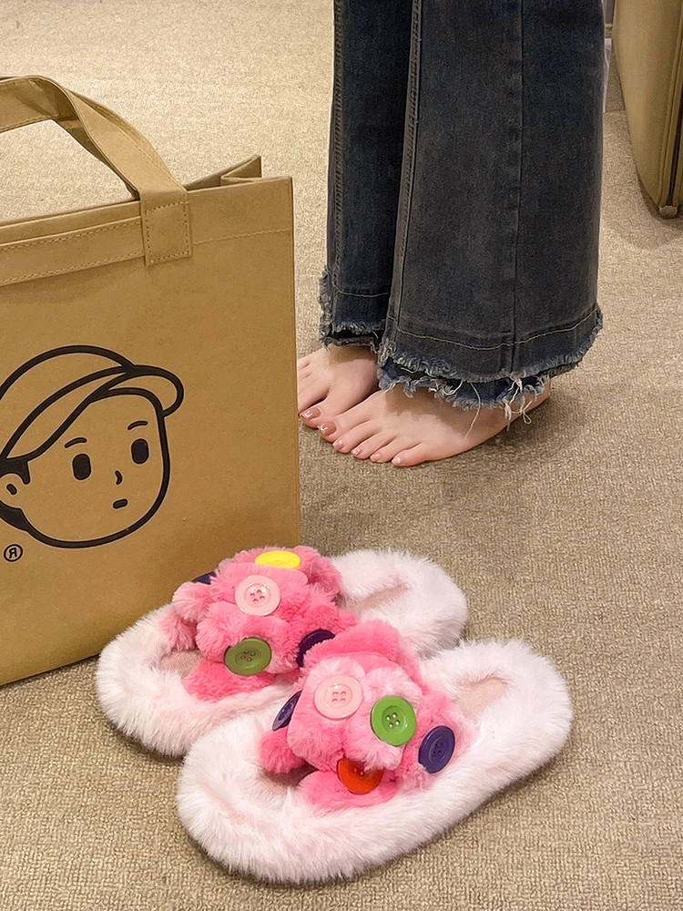 Shoes Woman 2023 Slipper Warm Low Fur Flip Flops Flock Pantofle Luxury Slides Platform Winter Massage Plush New Designer Flat Ro 
Shoes Woman 2023 Slipper Warm Low Fur Flip Flops Flock Pantofle Luxury Slides Platform Winter Massage Plush New Designer Flat Ro