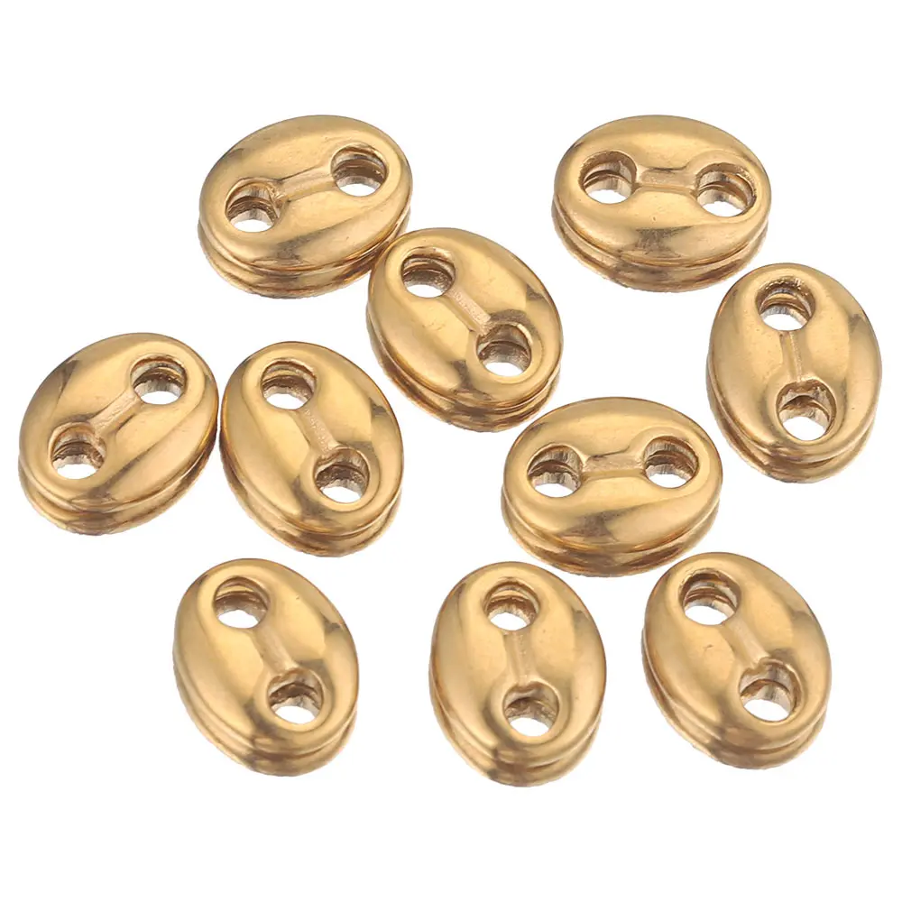 10pcs/lot Gold Stainless Steel Double Hole Oval Flat Coffee Beans Charm Bead Connector for DIY Jewelry Making Supplies Wholesale
10pcs/lot Gold Stainless Steel Double Hole Oval Flat Coffee Beans Charm Bead Connector for DIY Jewelry Making Supplies Wholesale