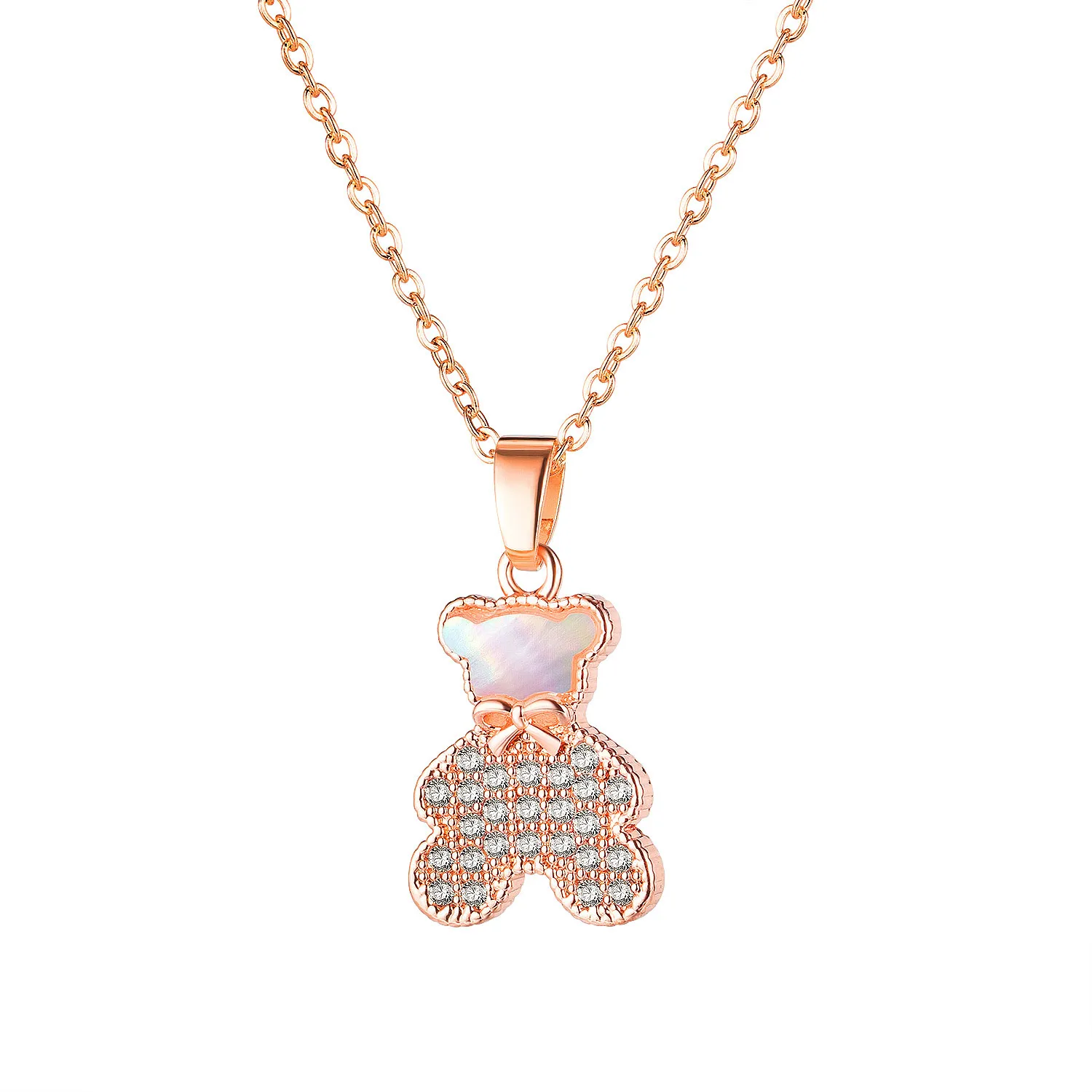 Japanese and Korean Mori Simple Zircon Teddy Bear Necklace Rose Gold Plated Necklace Bow Clavicle Chain Pendant Gb027
Japanese and Korean Mori Simple Zircon Teddy Bear Necklace Rose Gold Plated Necklace Bow Clavicle Chain Pendant Gb027