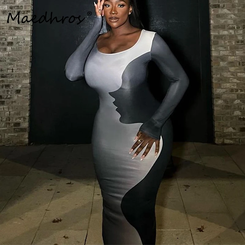 Print O Neck Long Sleeve Patchwork Women Maxi Dress Female Sexy Bodycon Slim Maxi Prom Dress Winter Streetwear Party Y2K Outfits
Print O Neck Long Sleeve Patchwork Women Maxi Dress Female Sexy Bodycon Slim Maxi Prom Dress Winter Streetwear Party Y2K Outfits