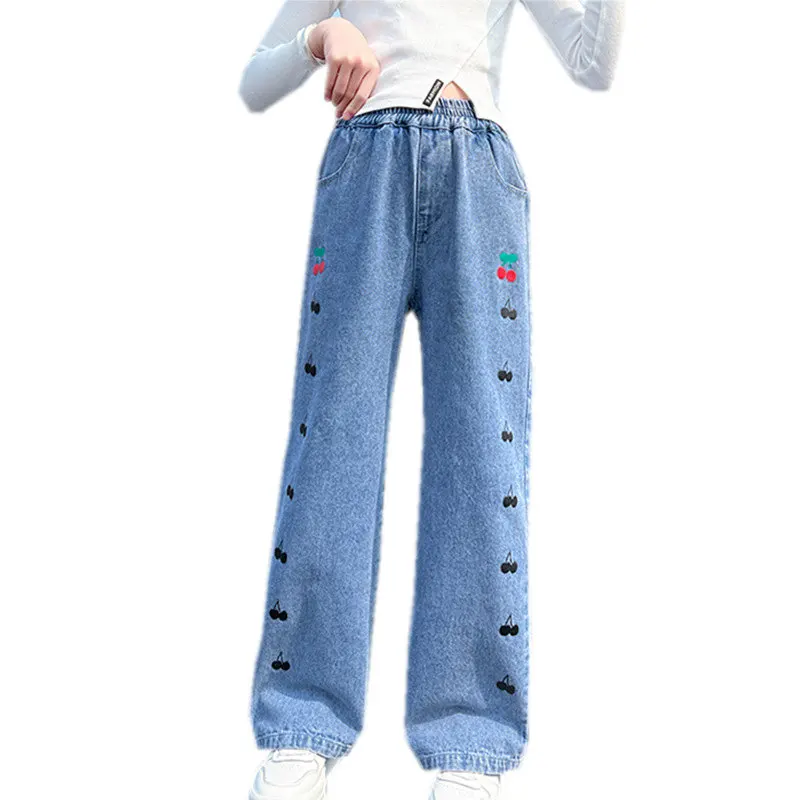 Girls Spring Hot Sale Jeans with Cherry Pattern Kids Wide Leg Pants For Children Casual Clothes Trousers 5 6 8 10 12 14Years Old
Girls Spring Hot Sale Jeans with Cherry Pattern Kids Wide Leg Pants For Children Casual Clothes Trousers 5 6 8 10 12 14Years Old