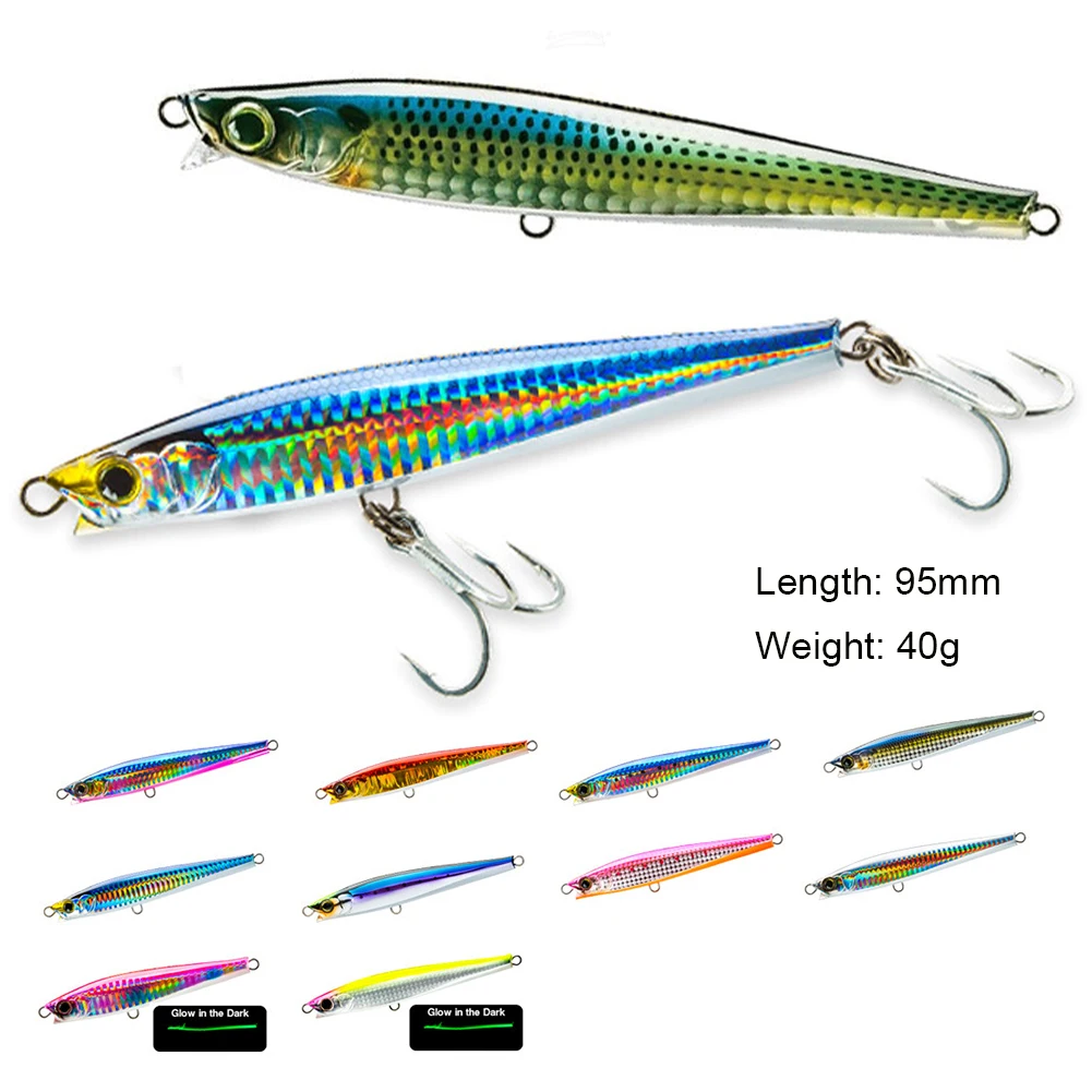 Minnow Fishing Lure 95mm 40g Luminous Sinking Lure Artificial Hard Bait Crank bait wobbler Carp Perch Trout Fishing Accessories
Minnow Fishing Lure 95mm 40g Luminous Sinking Lure Artificial Hard Bait Crank bait wobbler Carp Perch Trout Fishing Accessories
