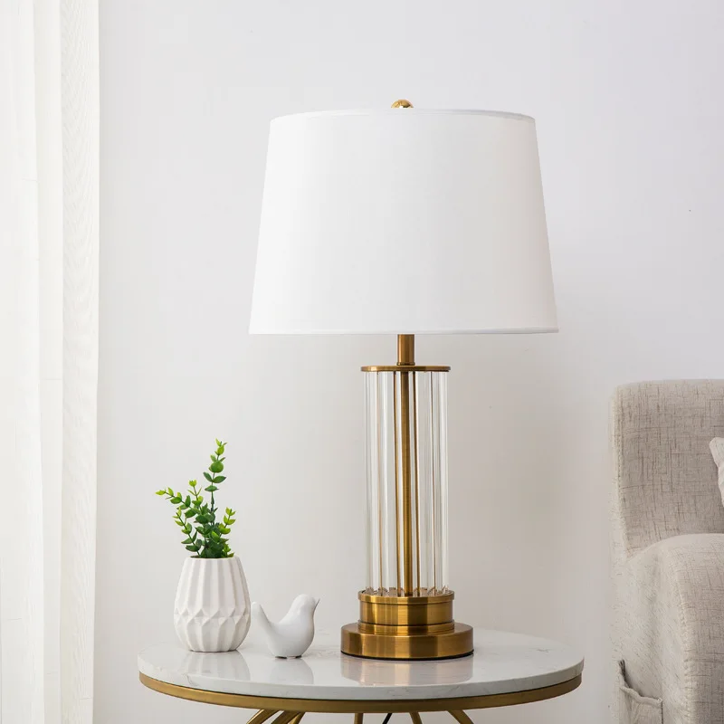 Crystal glass rod table lamp, warm living room, simple cloth table lamp in study, bedroom bedside lamp E27
Crystal glass rod table lamp, warm living room, simple cloth table lamp in study, bedroom bedside lamp E27