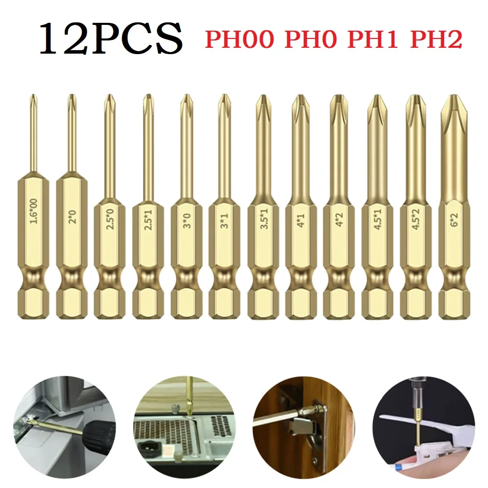12PCS 50mm 1/4 Hex Shank Screwdriver Bit Electric Impact Drill PH00 PH0 PH1 PH2 Magnetic Special Batch Head Screwdriver Set
12PCS 50mm 1/4 Hex Shank Screwdriver Bit Electric Impact Drill PH00 PH0 PH1 PH2 Magnetic Special Batch Head Screwdriver Set