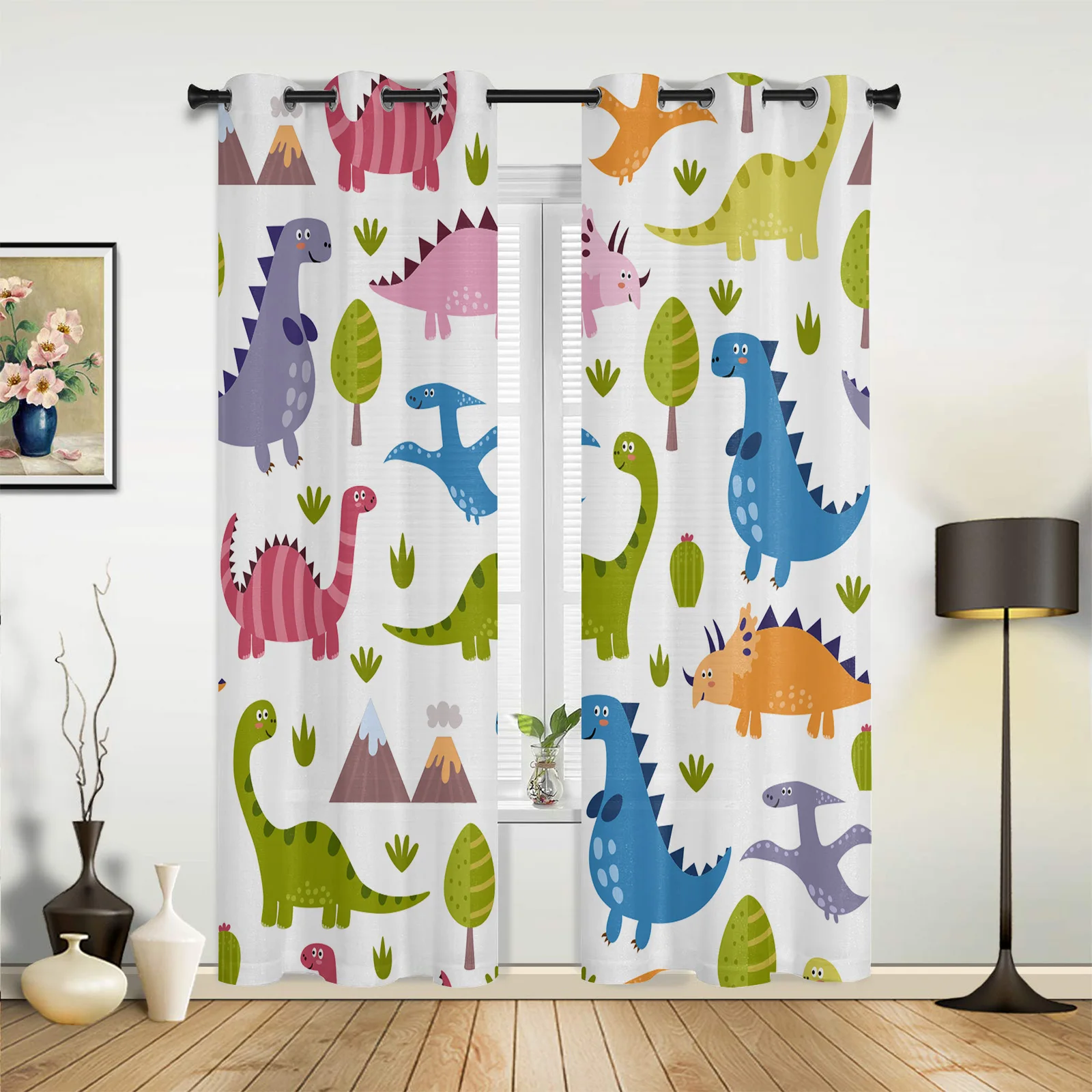 Kawaii Dinosaur Cartoon White Curtains for Bedroom Living Room Drapes Kitchen Children's Room Window Curtain Modern Home Decor 
Kawaii Dinosaur Cartoon White Curtains for Bedroom Living Room Drapes Kitchen Children's Room Window Curtain Modern Home Decor