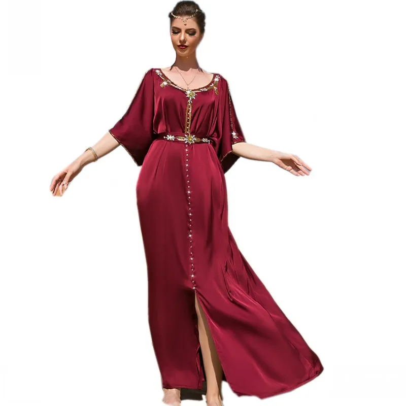 Arab Dubai Muslim Dress Women Half Sleeve O Neck With Diamond Robes 2022 Fashion New Elegant Chic Abayas Muslim Party Dress Gown
Arab Dubai Muslim Dress Women Half Sleeve O Neck With Diamond Robes 2022 Fashion New Elegant Chic Abayas Muslim Party Dress Gown
