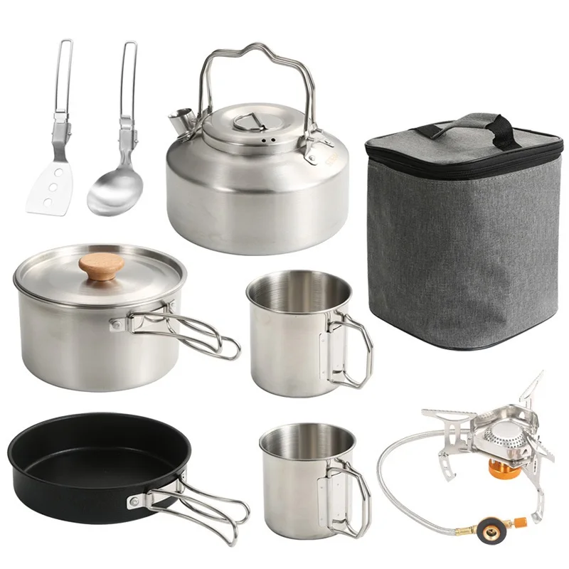 8pcs Outdoor Camping Cookware Set 304 Stainless Steel Camping Pot &Cup Folding Gas Stove Camp Pan Portable Camping Tableware Kit
8pcs Outdoor Camping Cookware Set 304 Stainless Steel Camping Pot &Cup Folding Gas Stove Camp Pan Portable Camping Tableware Kit