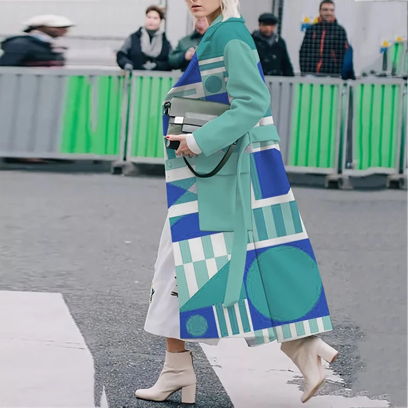 Fashion Lapel Collar Long Woolen Jacket Elegant Pattern Print Pocket Loose Overcoat Autumn Winter Women Casual Long Sleeve Coats
Fashion Lapel Collar Long Woolen Jacket Elegant Pattern Print Pocket Loose Overcoat Autumn Winter Women Casual Long Sleeve Coats