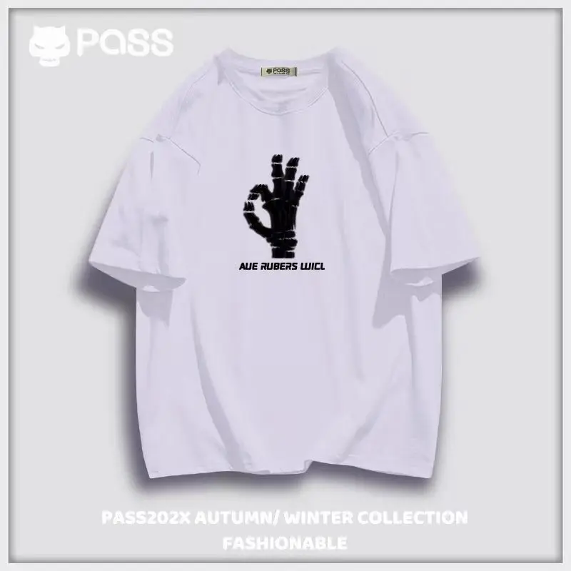 American style retro skeleton hand short sleeved t-shirt Pure Cotton men and women ins summer loose couple half sleeved top
American style retro skeleton hand short sleeved t-shirt Pure Cotton men and women ins summer loose couple half sleeved top