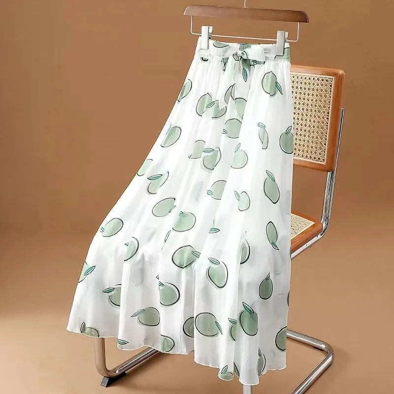 Women Skirt A-Line High Waist Fruit Print Vintage Elegant Midi Skirt Pink Blue Green Yellow Skirt Pleated faldas
Women Skirt A-Line High Waist Fruit Print Vintage Elegant Midi Skirt Pink Blue Green Yellow Skirt Pleated faldas