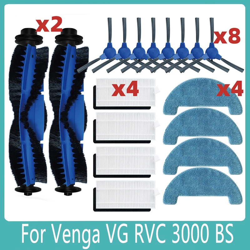 

Main Brush Side Brush Hepa Filter Mop Cloths Replacement For Venga VG RVC 3000 BS VG RVC 3001 Robot Vacuum Cleaner Spare Parts