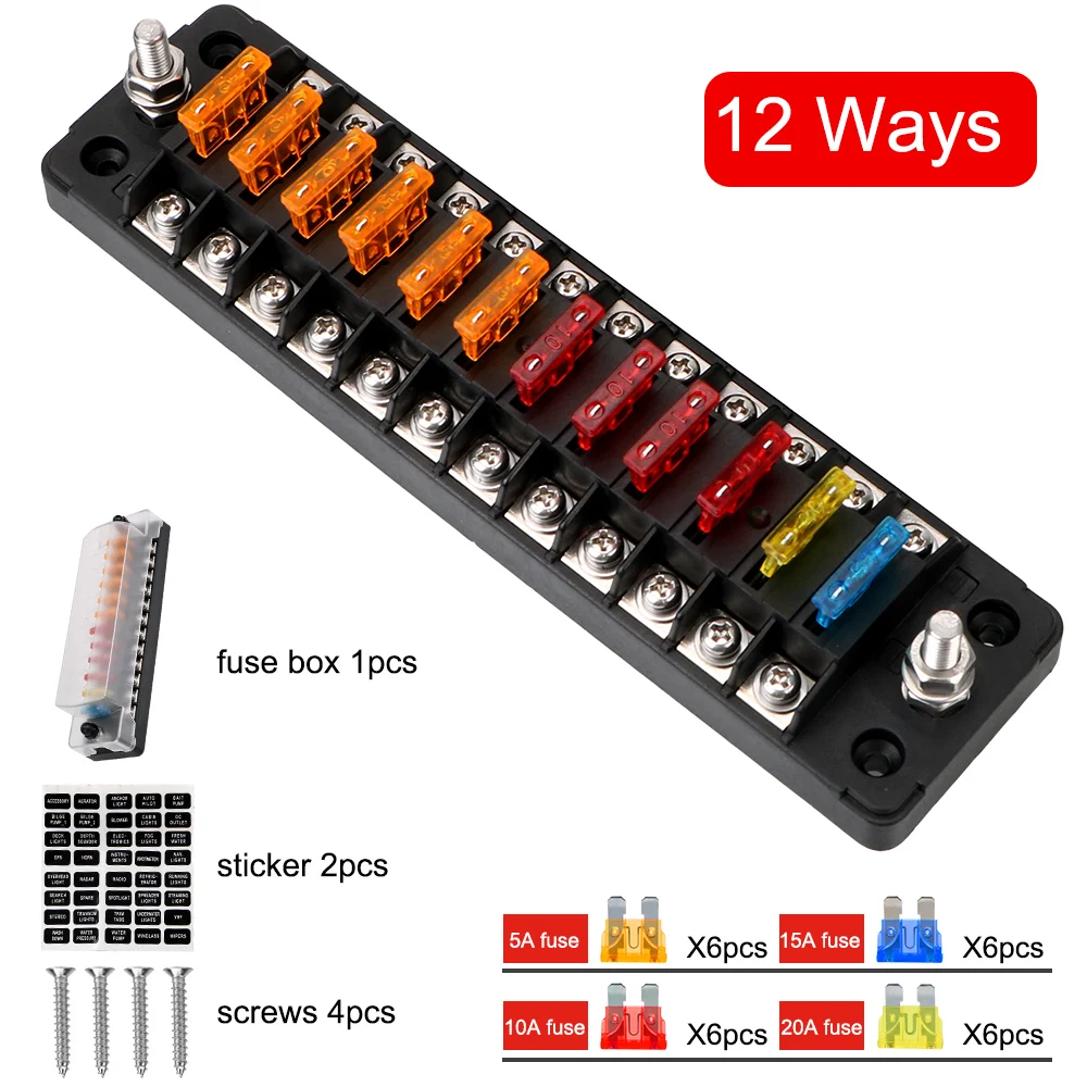 For Auto Car Marine Trike 6 Ways 12 Ways Blade Fuse Block 32V 75A With Double Fuses Fuse Box Holder Flame Retardant
For Auto Car Marine Trike 6 Ways 12 Ways Blade Fuse Block 32V 75A With Double Fuses Fuse Box Holder Flame Retardant