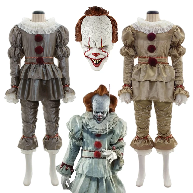 

Halloween Costume Joker Cosplay Costume Movie Pennywise Stephen King Horror Mask Clown Jacket Pant Christmas Suit Gifts