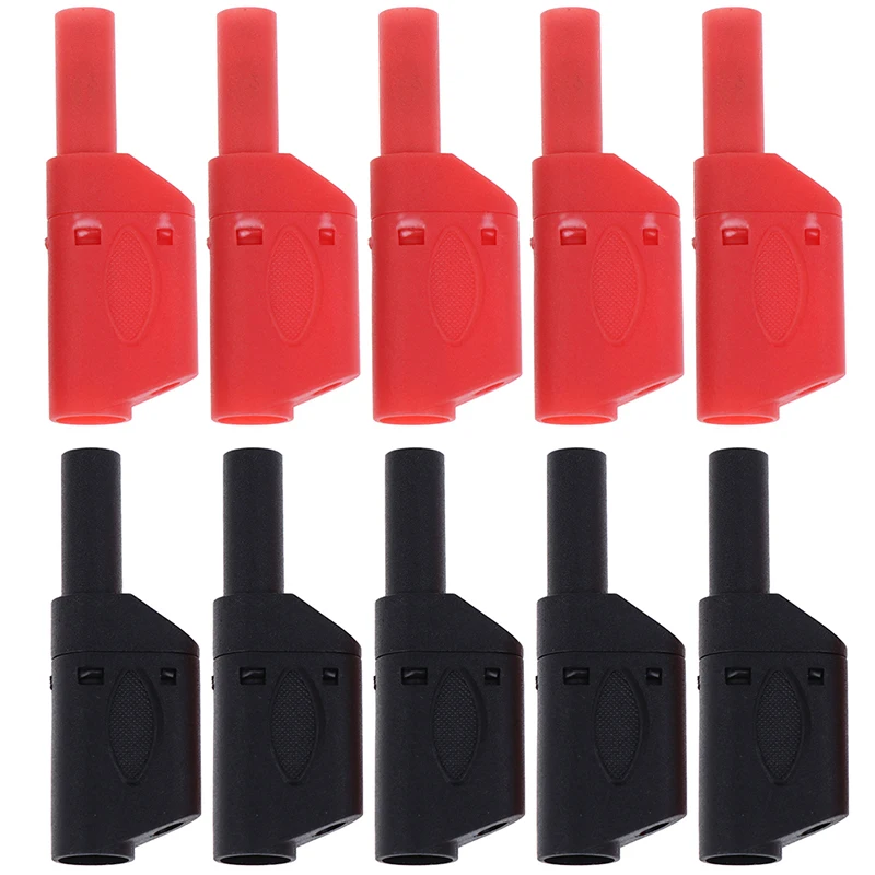 10PCS/ 4mm Male Retractable Sheath Stackable Banana Plug Shrouded Fully Insulated Safety Wire Solder Connector Black Red 
10PCS/ 4mm Male Retractable Sheath Stackable Banana Plug Shrouded Fully Insulated Safety Wire Solder Connector Black Red