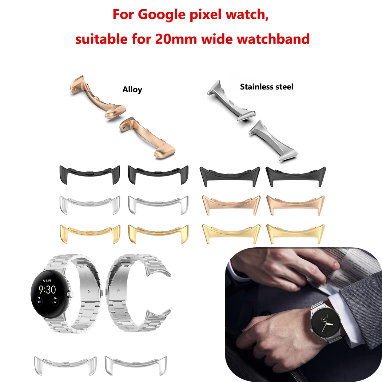 Металлический разъем для Google Pixel Watch Band, адаптер для умных часов, 2 шт., аксессуары для Pixel Watch, совместимая полоса пропускания 20 мм
Металлический разъем для Google Pixel Watch Band, адаптер для умных часов, 2 шт., аксессуары для Pixel Watch, совместимая полоса пропускания 20 мм